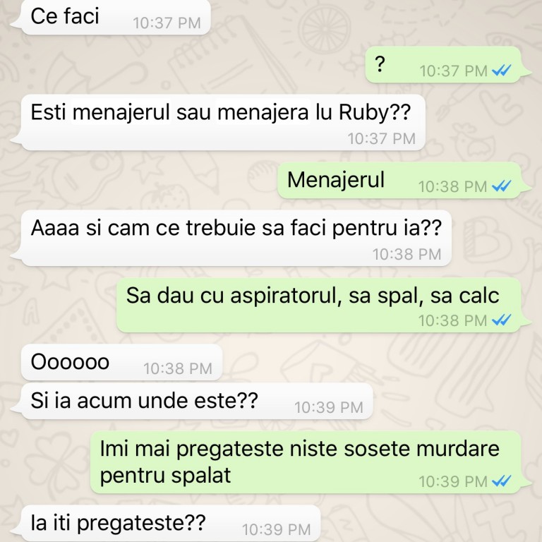 Ruby s-a amuzat copios pe seama mesajului