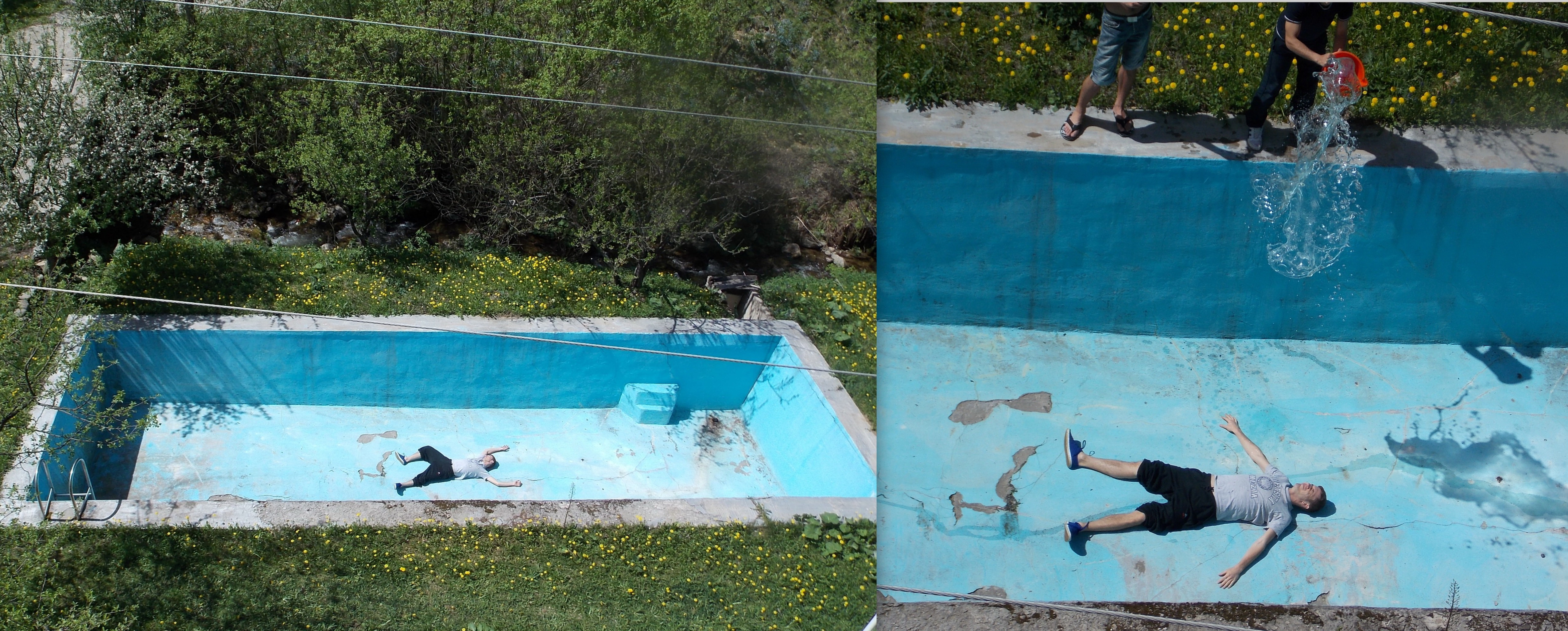 Un tanar dezamagit ca nu a gasit apa in piscina a fost racorit de urgenta