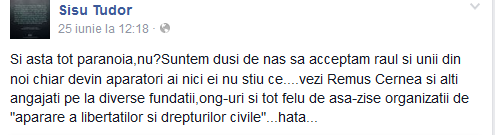 Mesajul pe care Sisu l-a postat pe pagina sa de socializare