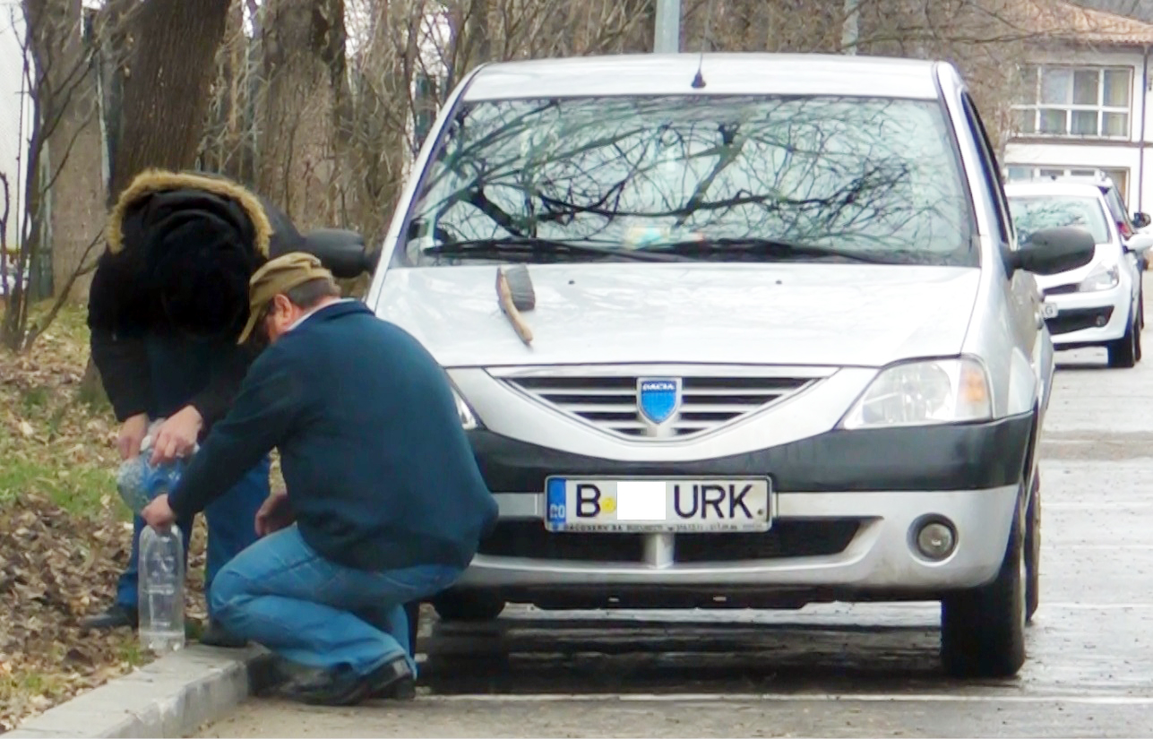 Doi bucuresteni si-au spalat masina in parc