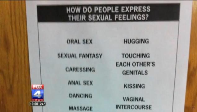 Mai multe postere cu sfaturi despre sex au fost lipite prin liceu