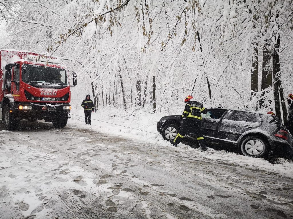 Cod portocaliu în Argeș: copac doborât și autoturisme în șanț!