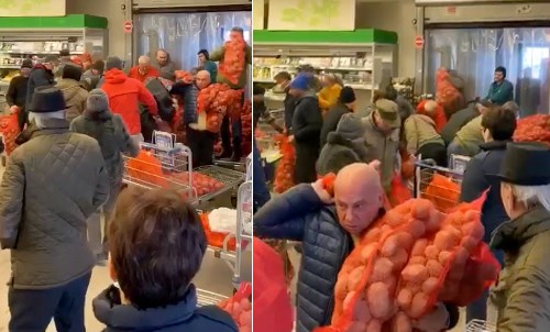 VIDEO. Pandemia de coronavirus i-a transformat pe români! Bătaie pe cartofi în cel mai mare hypermarket din Constanța