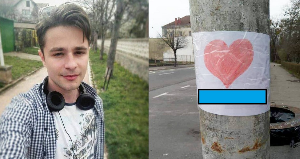 Gestul emoţionant al unui student din Sibiu a devenit viral! Ce mesaje a lipit Adrian Chirciu pe stâlpii din oraş