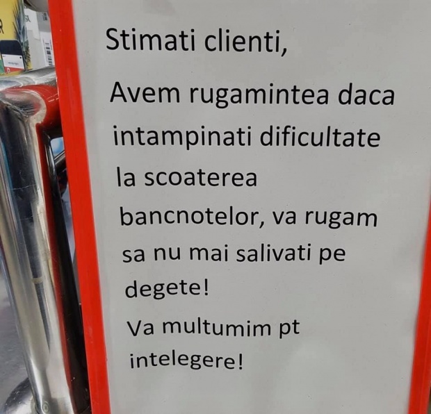 Mesajul afișat într-un magazin din Capitală, în plină criză de coronavirus, a stârnit un val de controverse