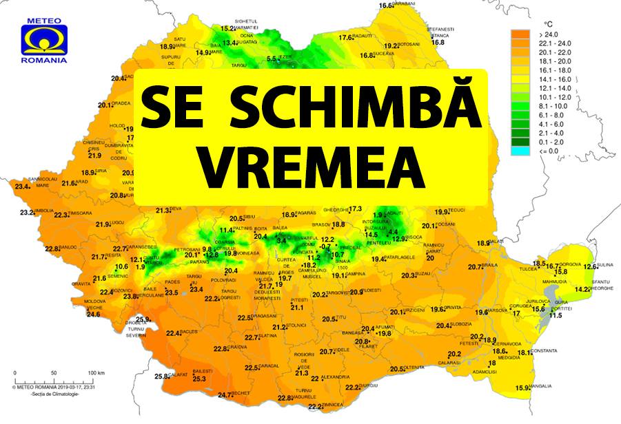 ANM a schimbat prognoza! Vremea o ia razna după ce a nins în mai. Un val de aer fierbinte aduce temperaturi de 31 de grade