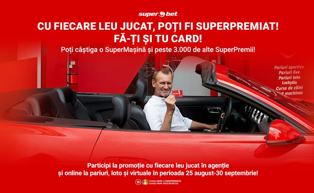 Cu fiecare leu jucat, poți fi SuperPremiat! Biletele din Clubul Superbet îți pot aduce o SuperMașină