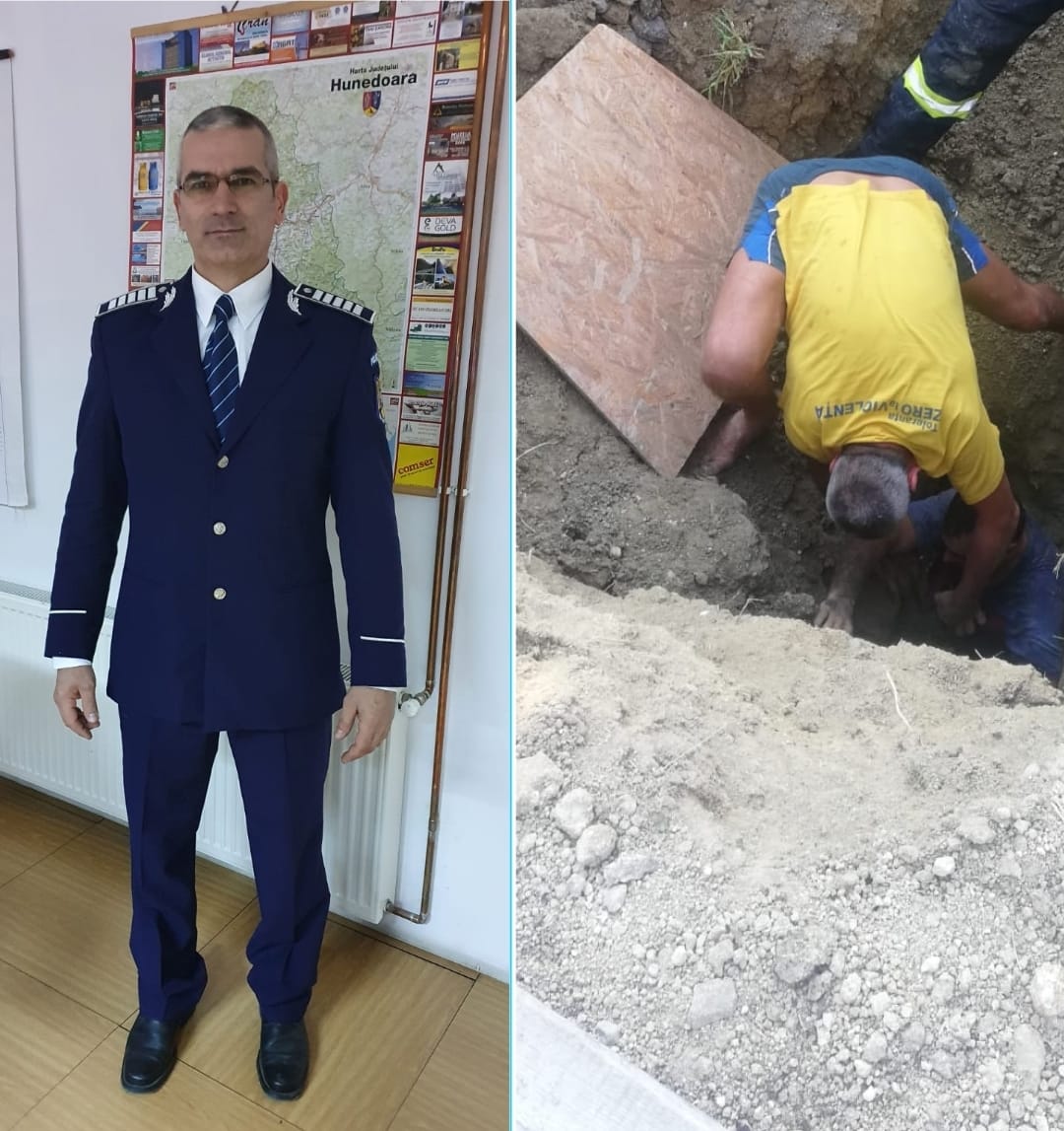 Povestea unui polițist din cadrul IPJ Hunedoara care a emoționat! Bărbatul a salvat viața unei persoane, după ce a căzut într-un canal