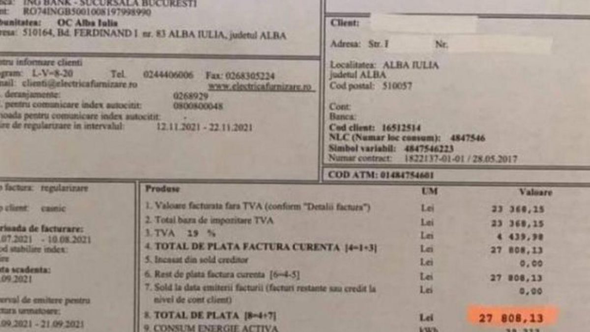 Suma colosală pe care a plătit-o o femeie la energie electrică. Prețul total, cât o mașină second-hand. Când a venit factura a înlemnit