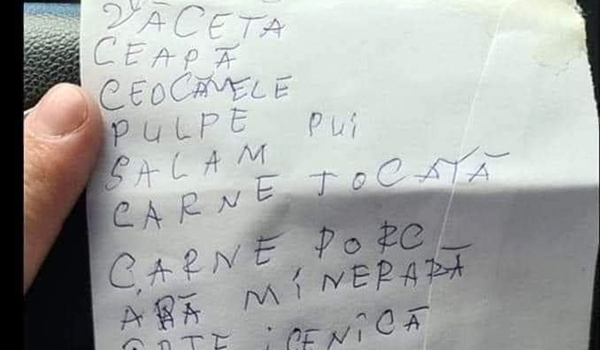 Lista de cumpărături a unui român a devenit virală: „Apă minerară, detecet manular, îrte icenică”