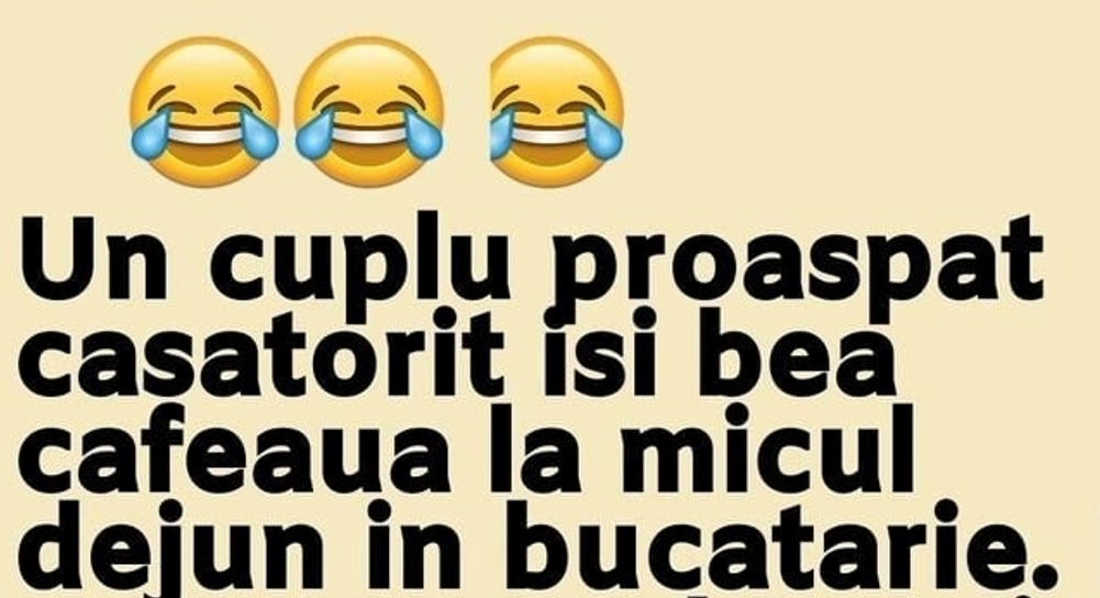 Bancul zilei. Un cuplu proaspăt căsătorit îşi bea cafeaua