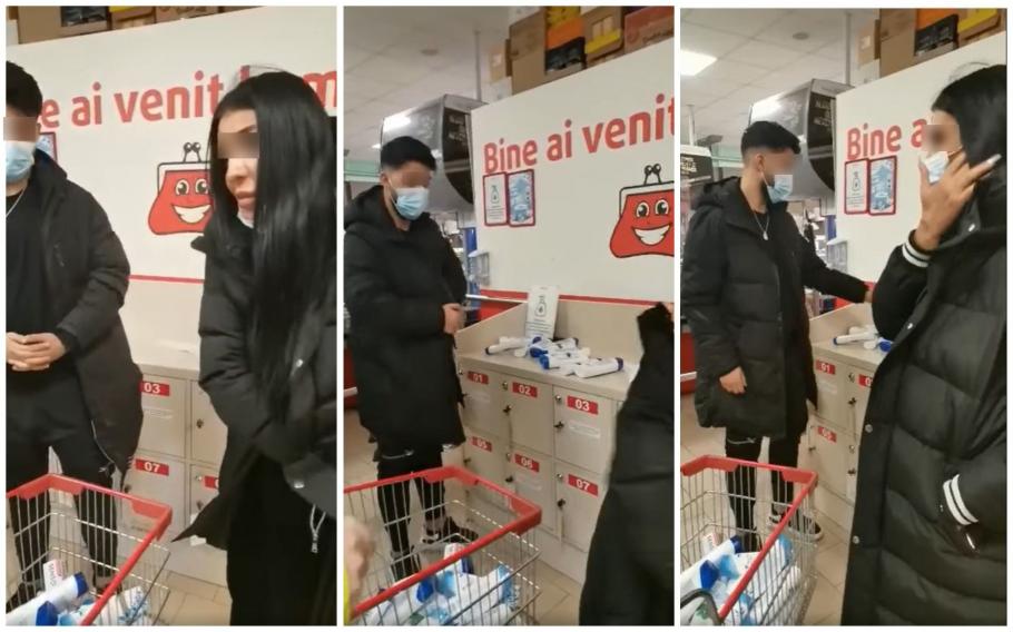 Doi tineri, aranjați și îmbrăcați în haine de firmă, au venit la furat cu Uber-ul într-un supermarket. Reacția halucinantă când au fost prinși: ”Am și eu copil mic acasă…”