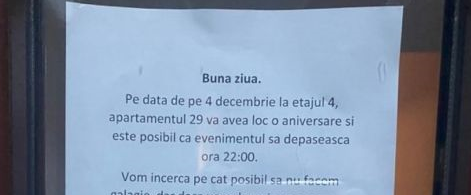 Imaginea zilei | Reacția pe care a avut-o un locatar al unui bloc, după ce un vecin a anunțat că organizează o petrecere