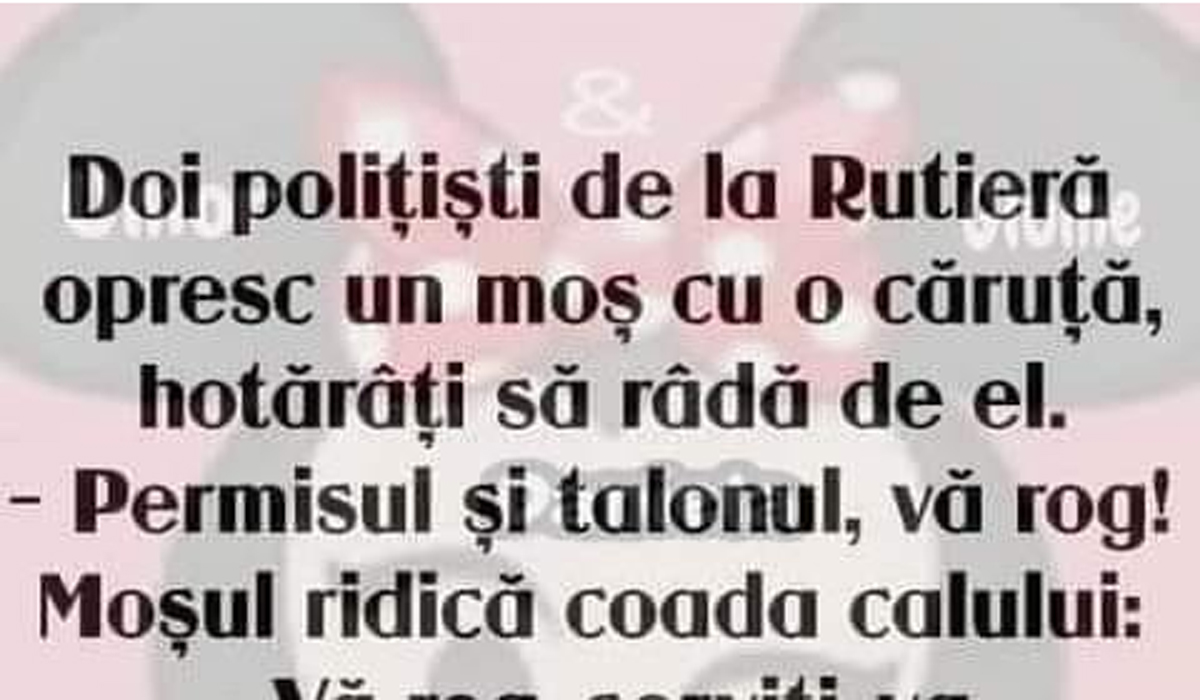 BANC | Doi polițiști de la Rutieră opresc un moș cu o căruță, hotărâți să râdă de el: „Permisul și talonul, vă rog!”