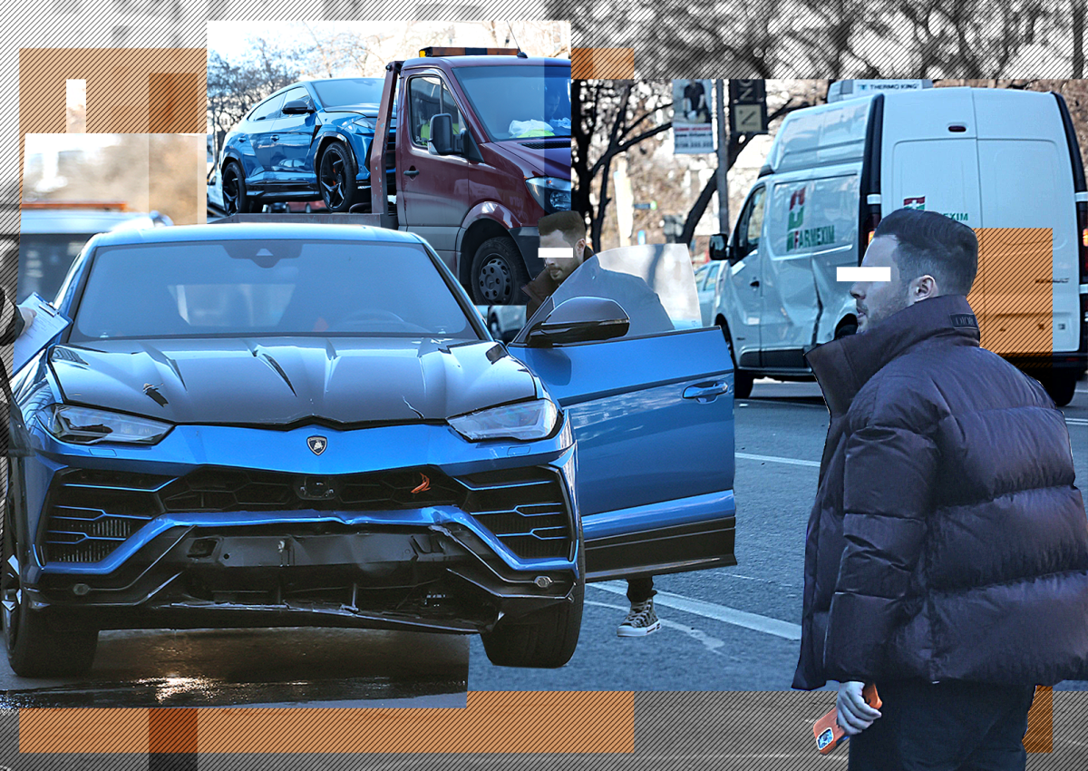 Fostul ”ginere” al lui Gigi Becali a plecat acasă pe platformă. Și-a ”înfipt” Lamborghini-ul URUS de 320.000 de euro în duba farmaciei!