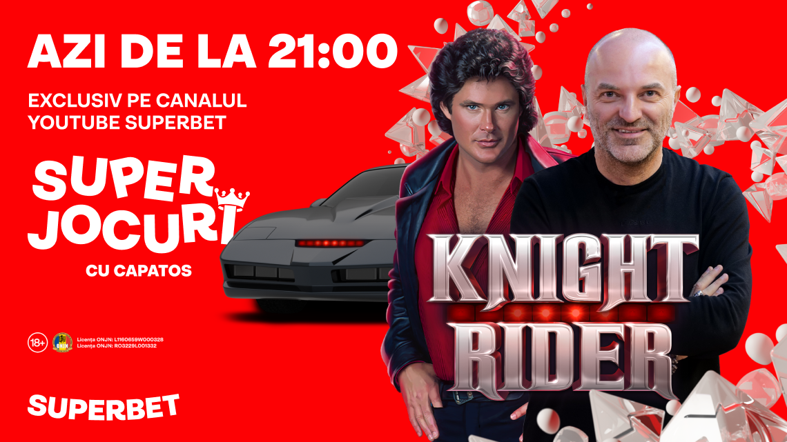 Michael Knight vine astăzi la Superbet într-un slot superspecial, Knight Rider cu Dan Capatos de la 21!