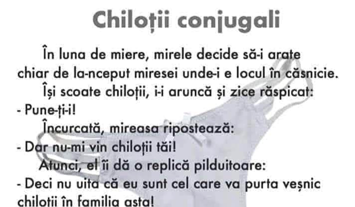 BANC | În luna de miere, mirele decide să-i arate chiar de la-nceput miresei unde-i e locul în căsnicie. Ce a pus-o să facă