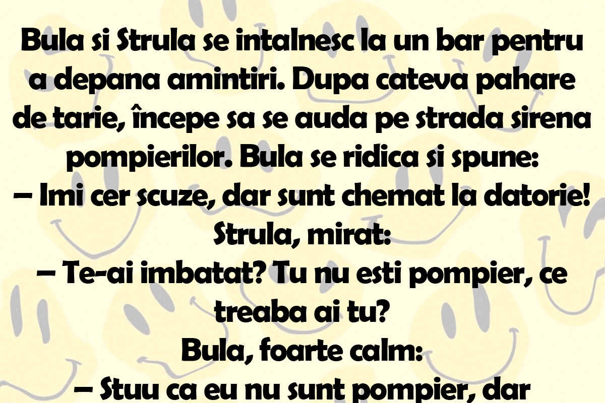 BANC | Bulă și Ștrulă se întâlnesc la un bar. După câteva pahare de tărie…