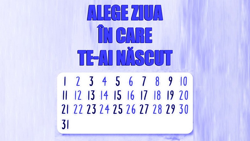 TEST. Alege ziua de naștere. O să te surprindă ce afli despre tine