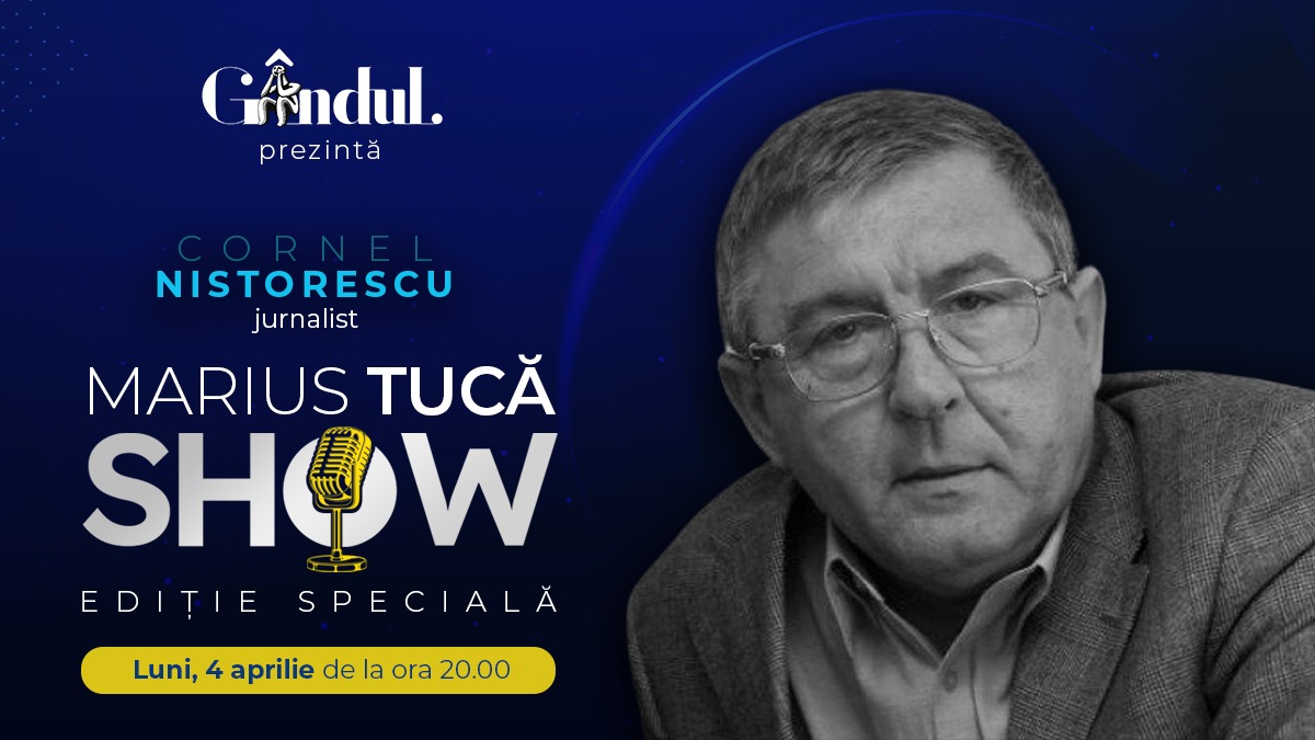 Marius Tucă Show începe luni, 4 aprilie, de la ora 20.00, live pe gandul.ro cu o nouă ediție specială