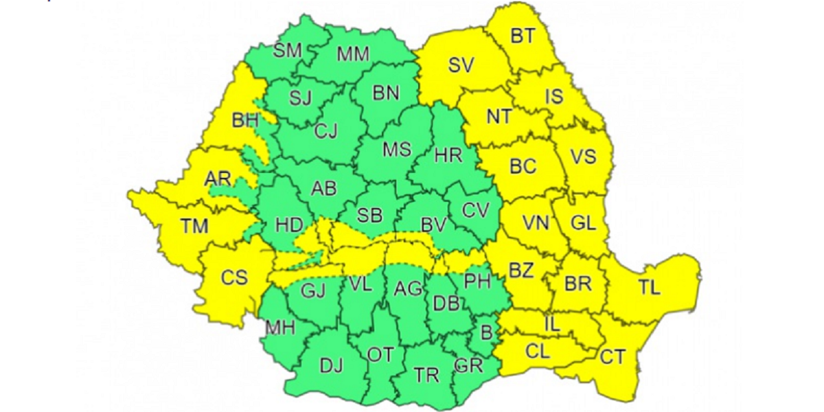 Avertizare Generală ANM! Cod galben în România. La ce oră începe