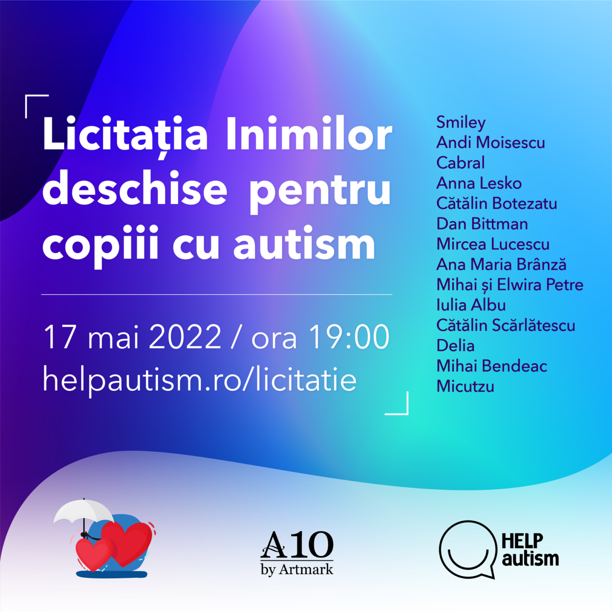 Licitație de excepție cu 15 vedete pentru copiii cu autism