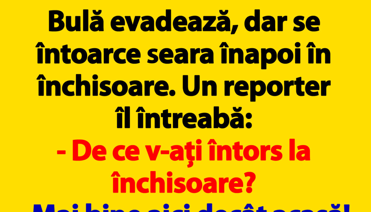 BANCUL ZILEI | Bulă evadează, dar se întoarce seara înapoi în închisoare