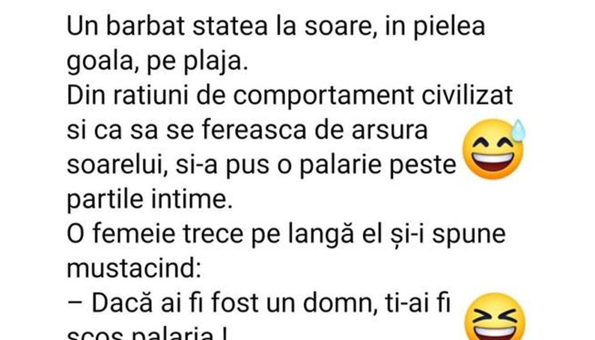 BANCUL ZILEI | Un bărbat stătea la soare, în pielea goală, pe plajă