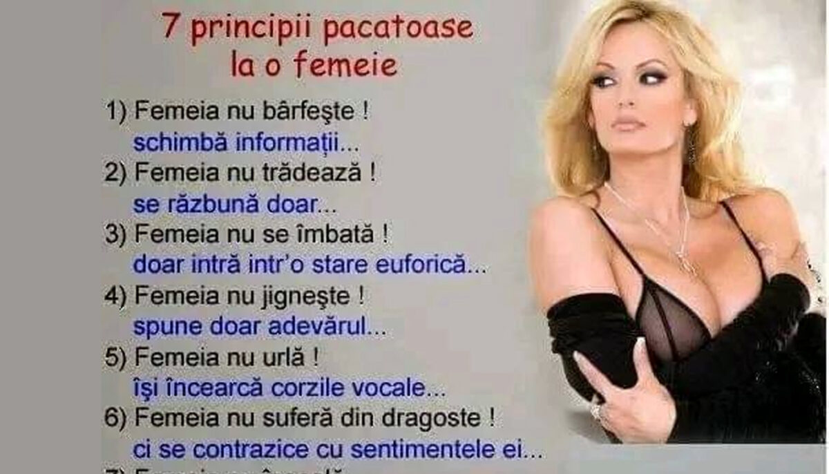 Bancul începutului de săptămână | Cele 7 principii păcătoase ale femeilor