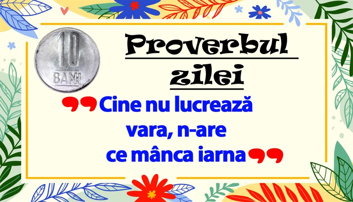 PROVERBUL ZILEI | Cine nu lucrează vara, n-are ce mânca iarna