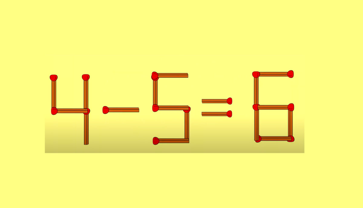 Test de inteligență | Mutați un singur băț de chibrit pentru a corecta egalitatea: 4-5=6