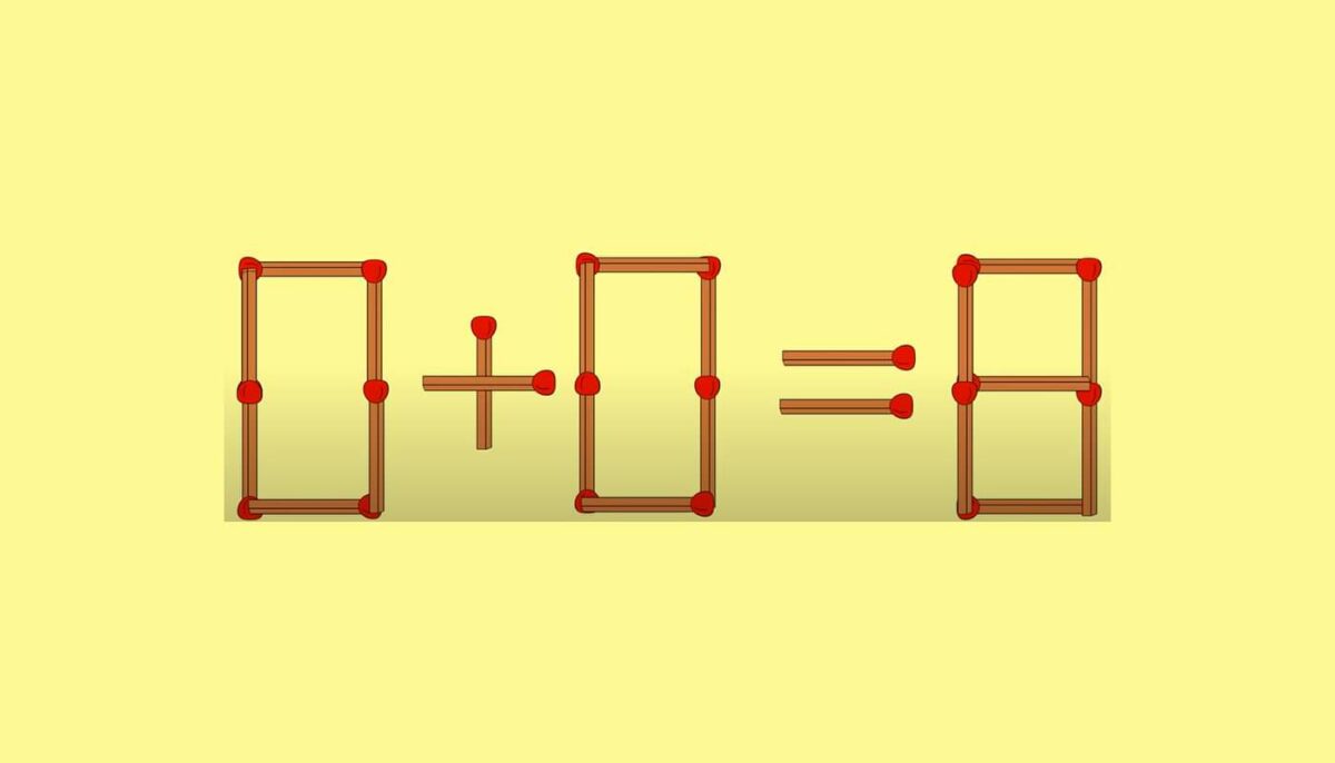 Test de inteligență | Ești un geniu? Mută un singur chibrit pentru a corecta egalitatea 0+0=8