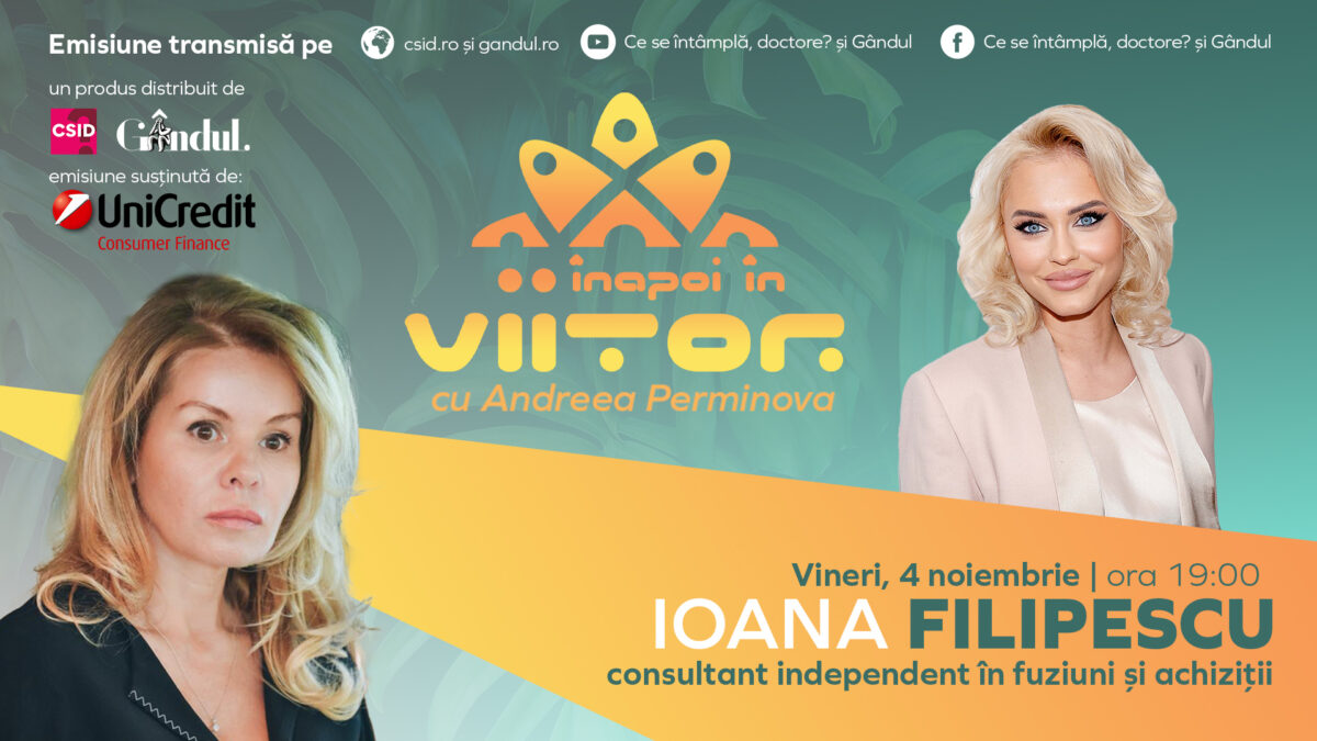 Ioana Filipescu este invitată la „Înapoi în viitor”, vineri, 4 noiembrie, de la ora 19