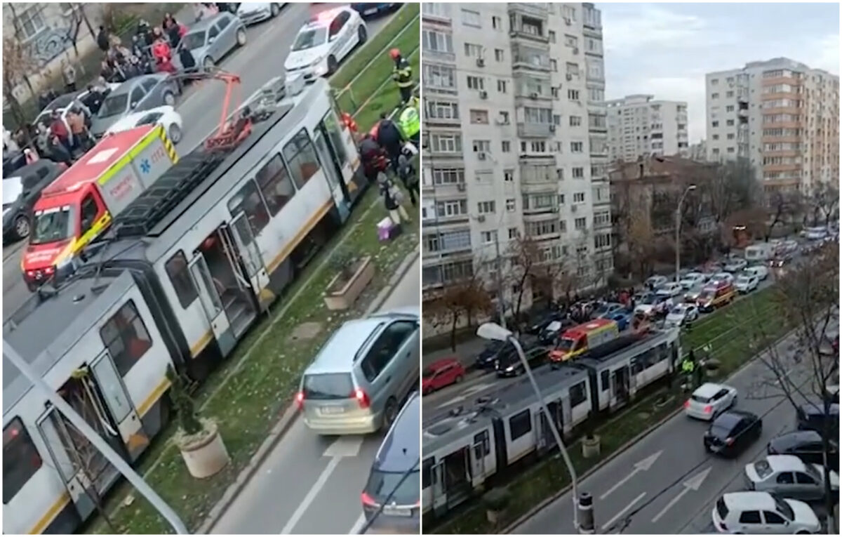 Scene de groază în Capitală. O fetiță de 12 ani a fost călcată de tramvai. A fost transportată de urgență la spital