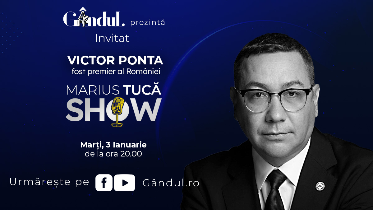 Marius Tucă Show începe marți, 3 ianuarie, de la ora 20.00, live pe gândul.ro