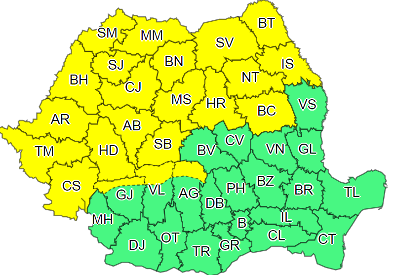 Alertă ANM! Au fost emise trei coduri galbene de ninsori însemnate cantitativ și strat de zăpadă consistent. Ce zone sunt afectate