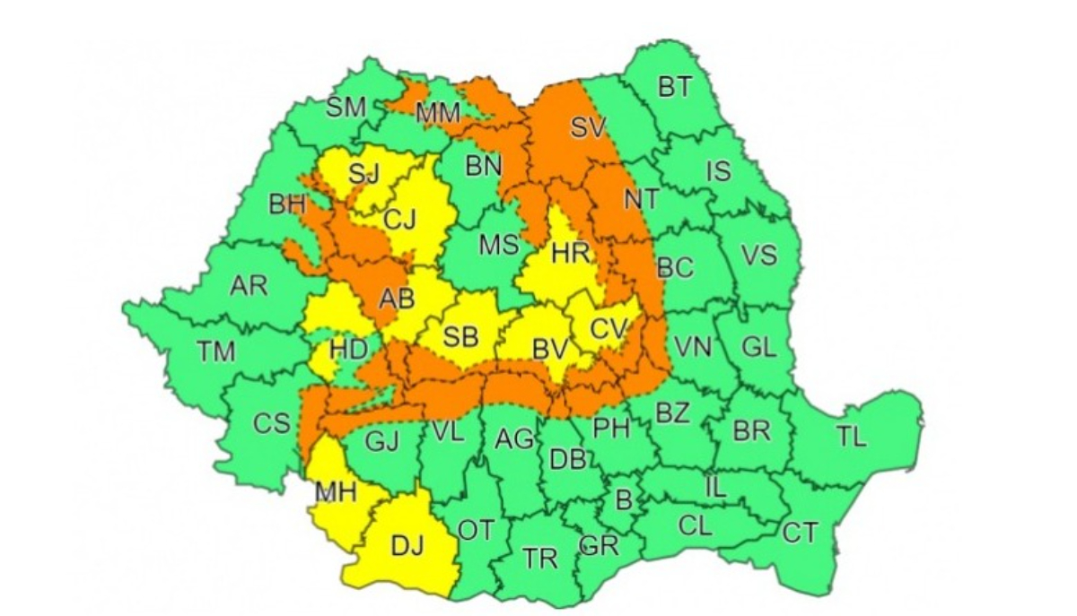 ANM avertizează. Este cod galben în România. Care sunt zonele vizate