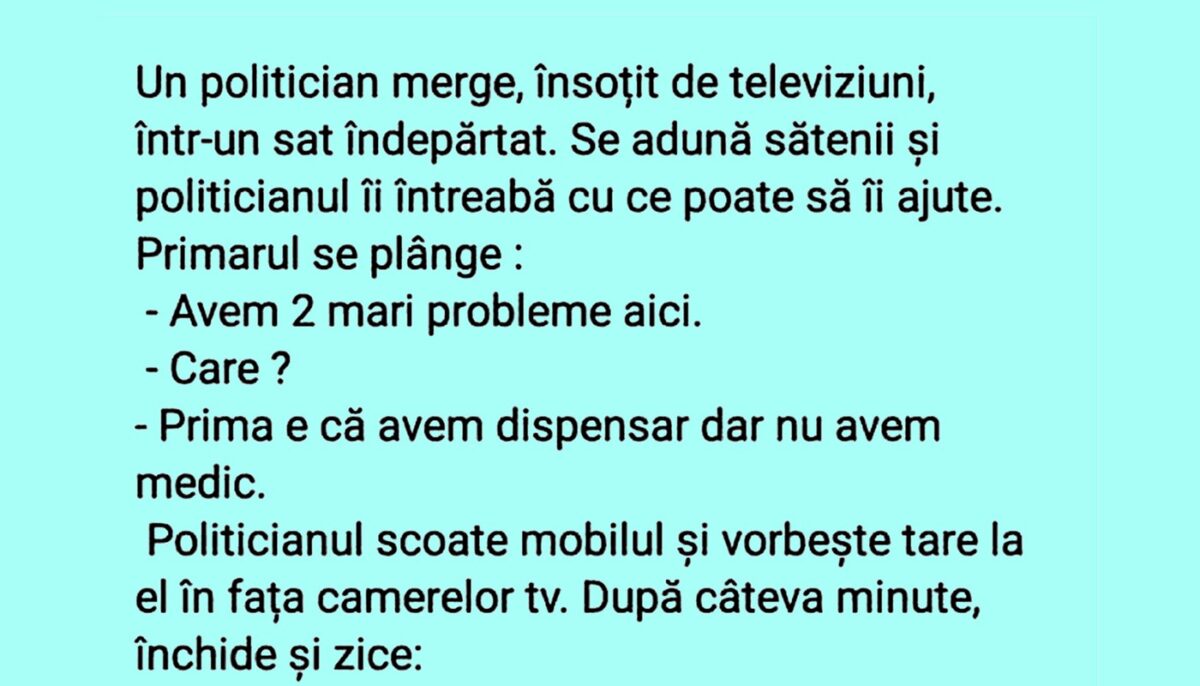 BANCUL ZILEI | Politicianul, televiziunile și primarul satului