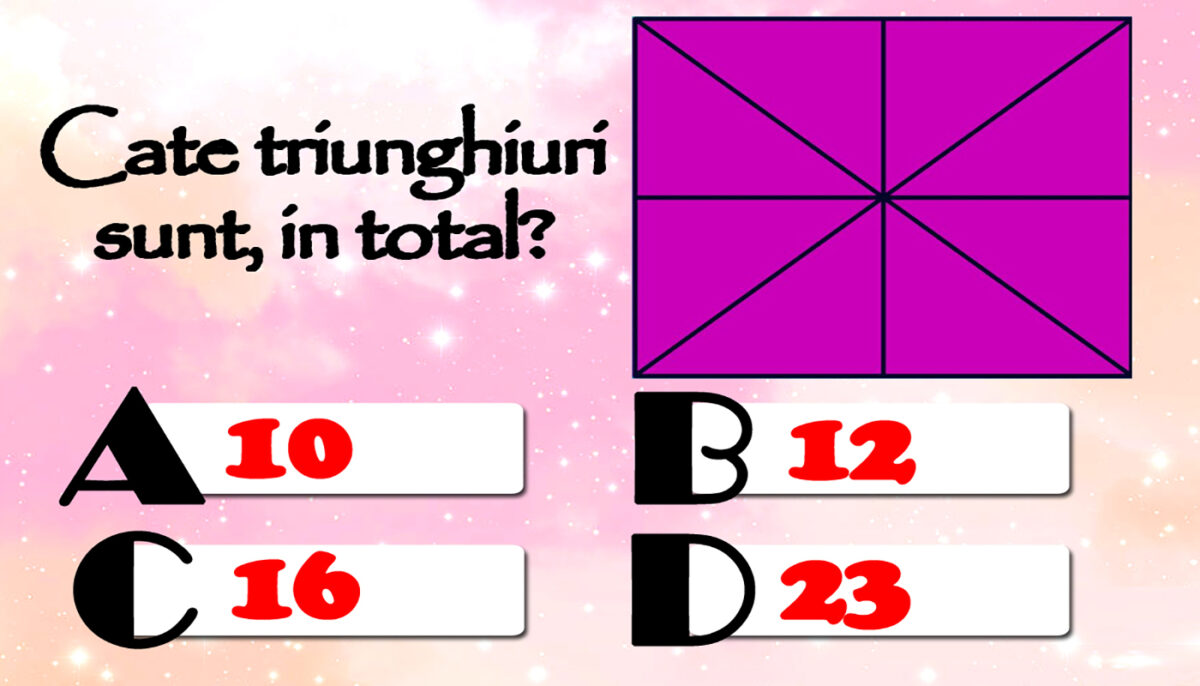 Test IQ pentru matematicieni | Câte triunghiuri sunt, în total, în această imagine: 10, 12, 16 sau 23?