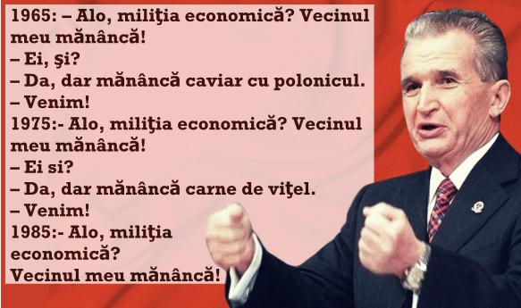 Bancul care te băga în pușcărie pe vremea lui Ceaușescu: „Alo, vecinul meu mănâncă”