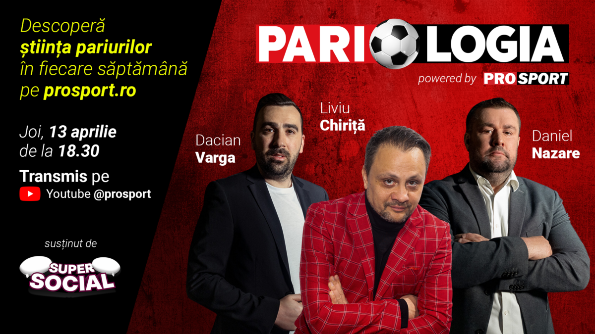 PROSPORT lansează PARIOLOGIA, o emisiune cu Liviu Chiriță, cel care a câștigat 165.000 de euro cu un bilet fabulos, jurnalistul Daniel Nazare și Dacian Varga, fost campion al României!
