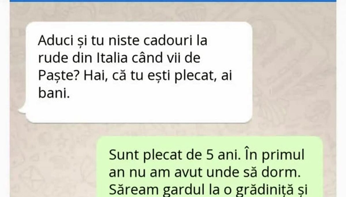 BANC | „Aduci și tu niște cadouri de Paște, când vii din Italia?”