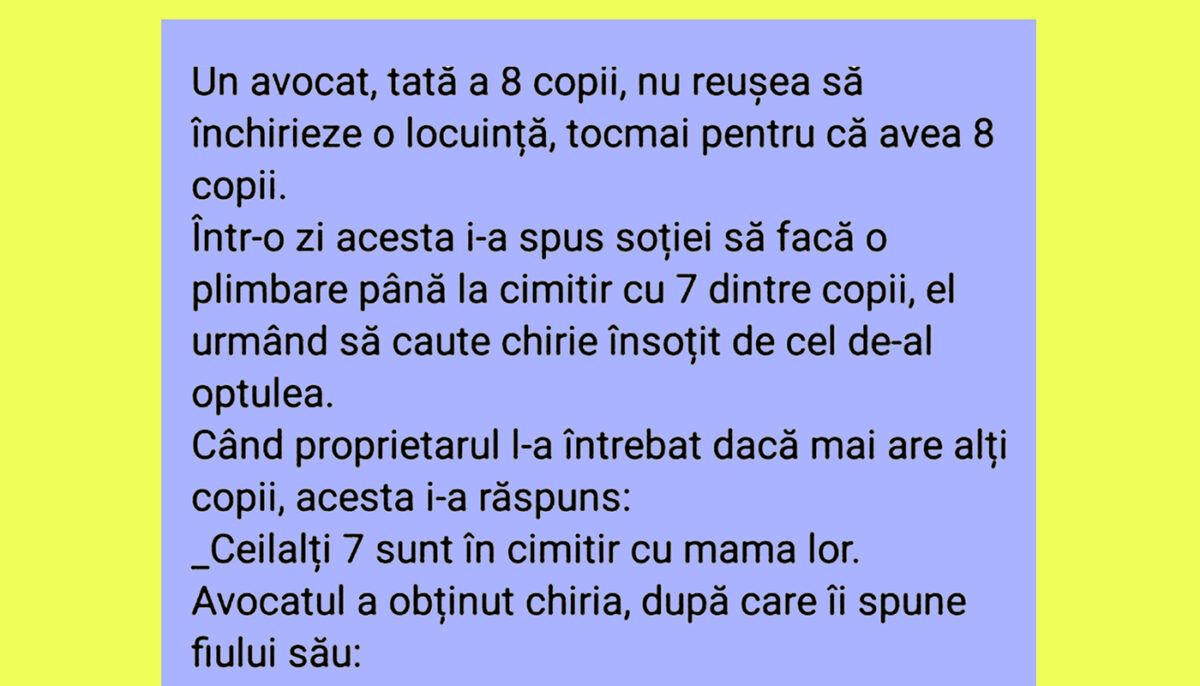 BANC | Un avocat, tată al 8 copii, nu reușea să închirieze o locuință