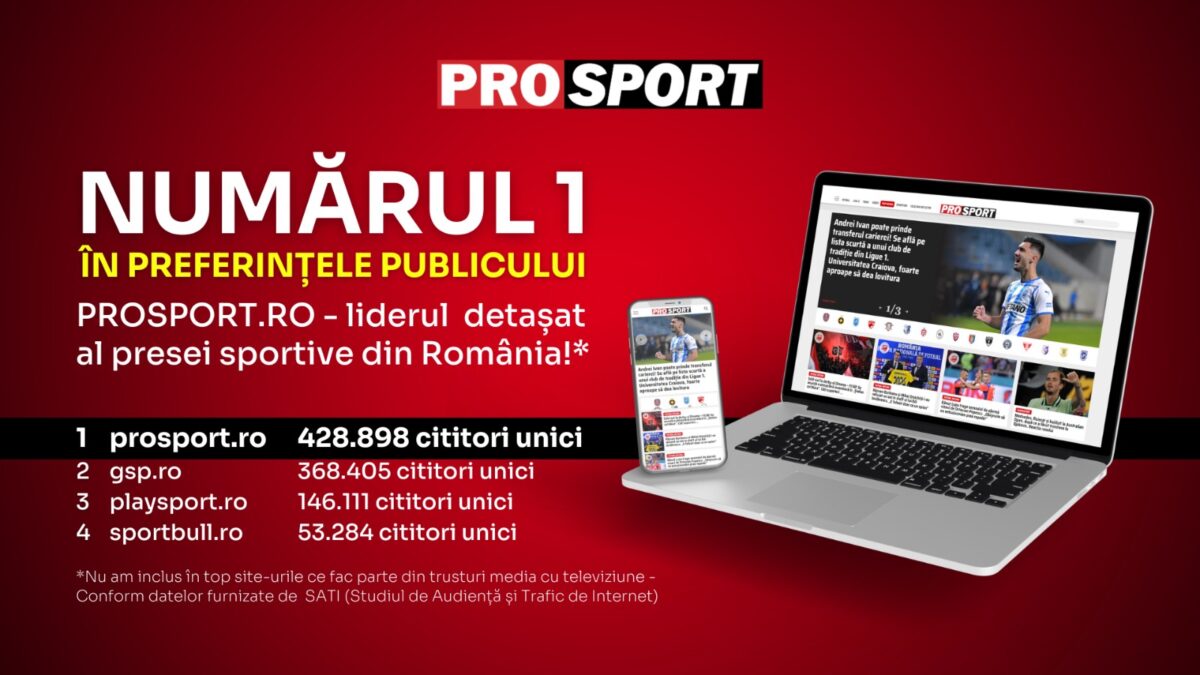 PROSPORT.RO- Liderul detașat al presei sportive din România la nivel de unici în data de 30 mai 2023