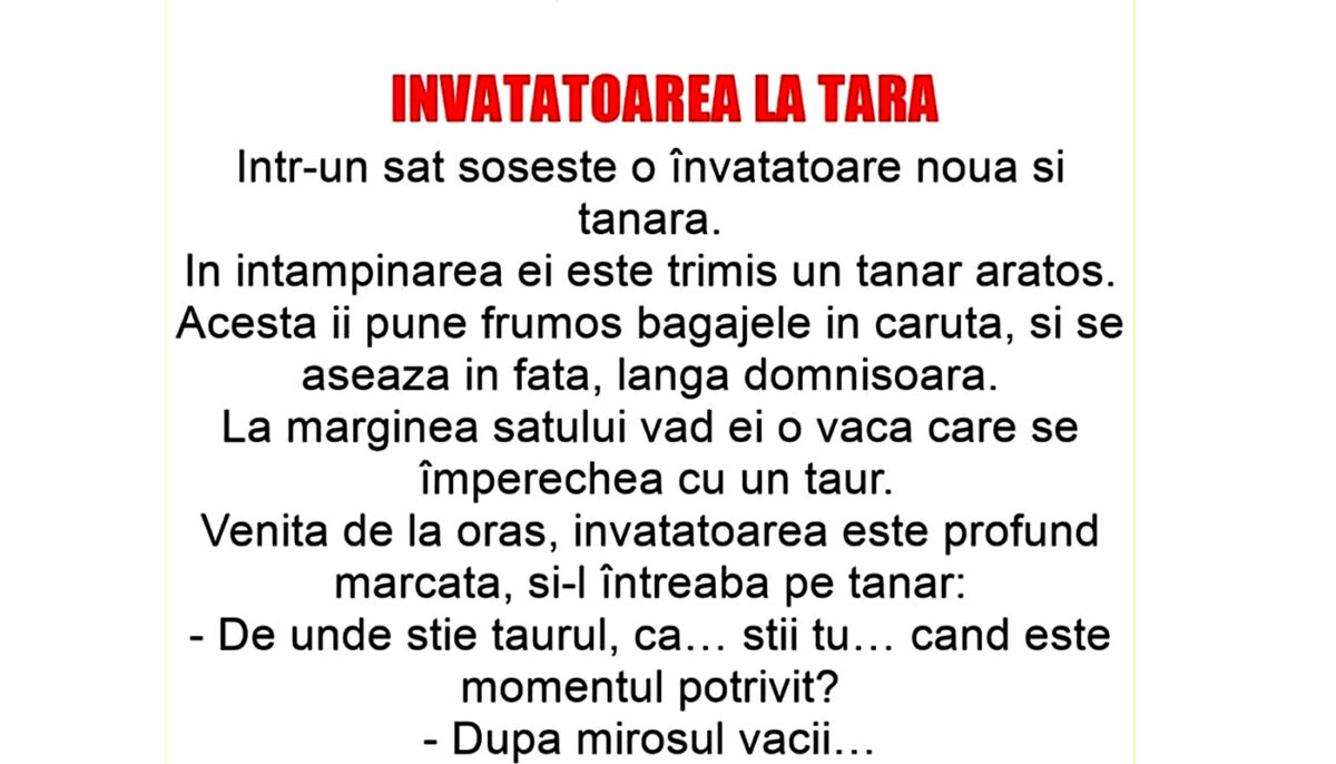 BANC | Într-un sat sosește o învățătoare nouă și tânără