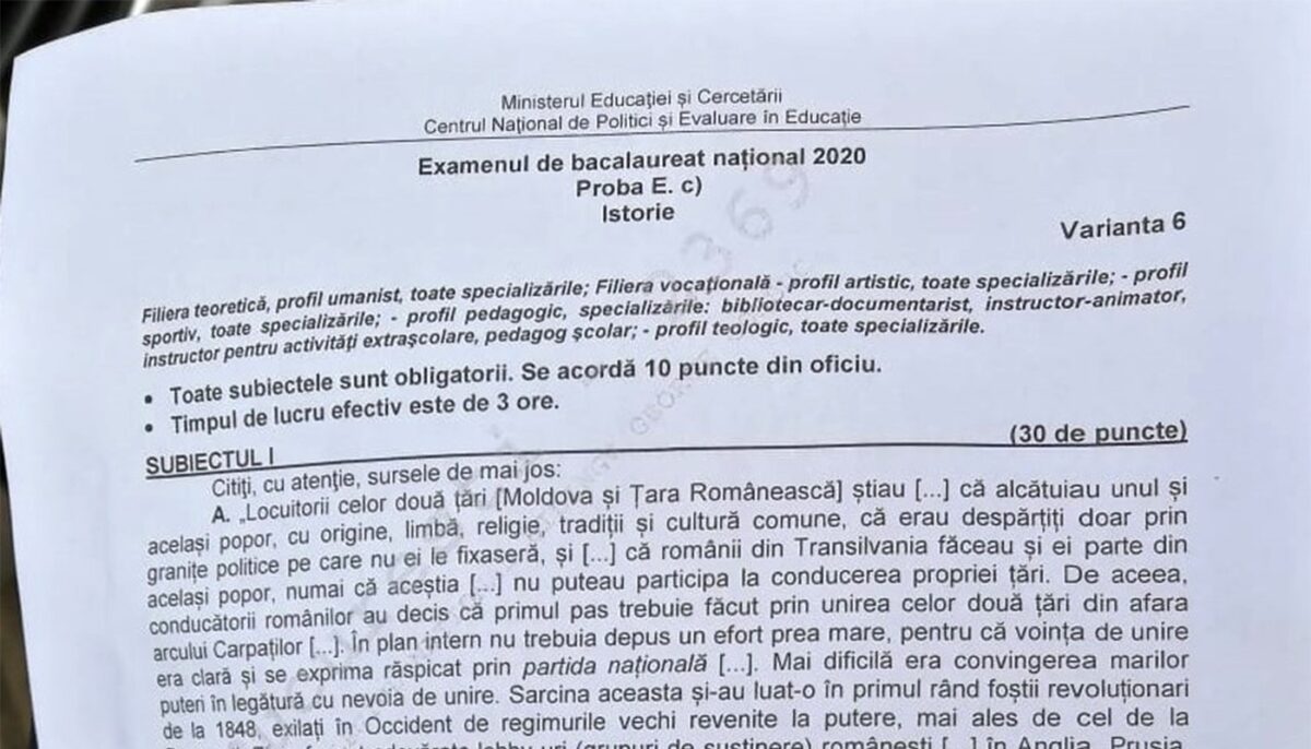 BAC 2023 | Cum se rezolvă subiectele de azi de la istorie. Baremul de corectare