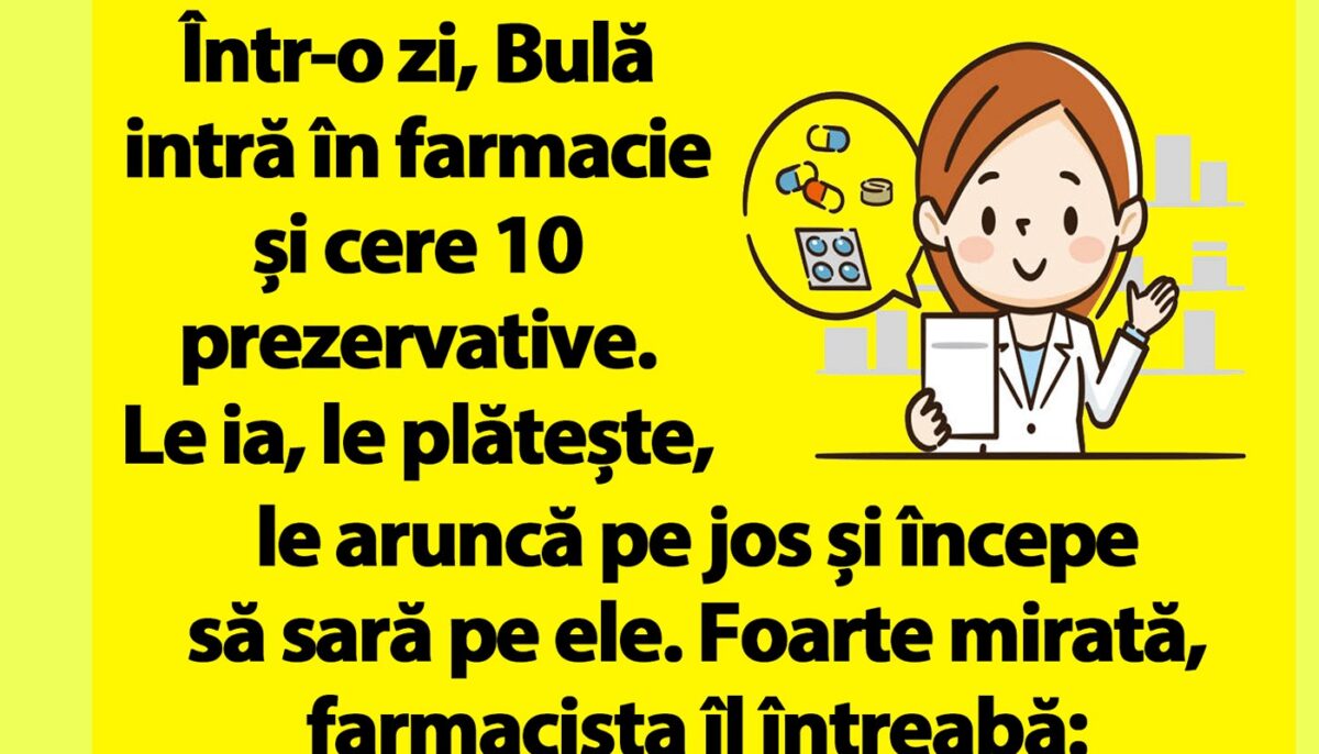 BANC | Bulă intră în farmacie și cere 10 prezervative