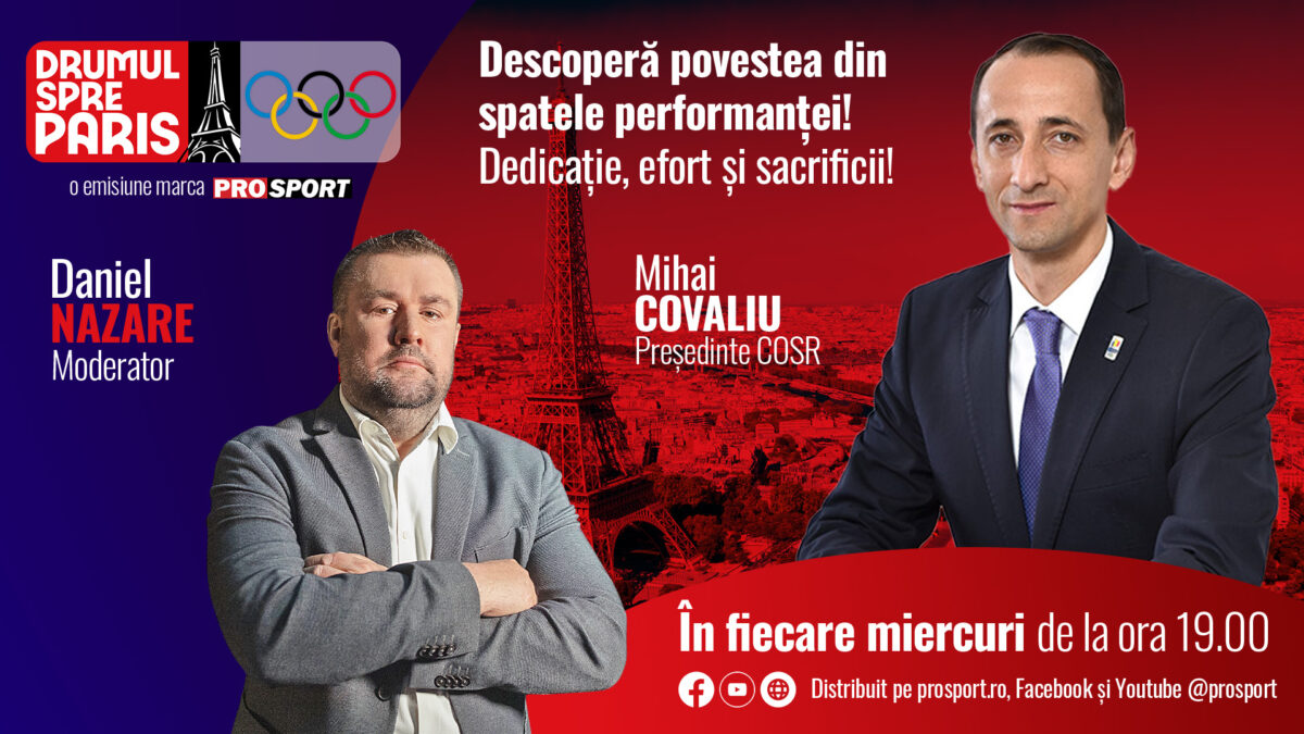 Începe o nouă emisiune ProSport: DRUMUL SPRE PARIS, în fiecare miercuri, ora 19.00! Timp de un an sportivii, antrenorii și oficialii vor fi „bombardați” cu întrebări de Daniel Nazare