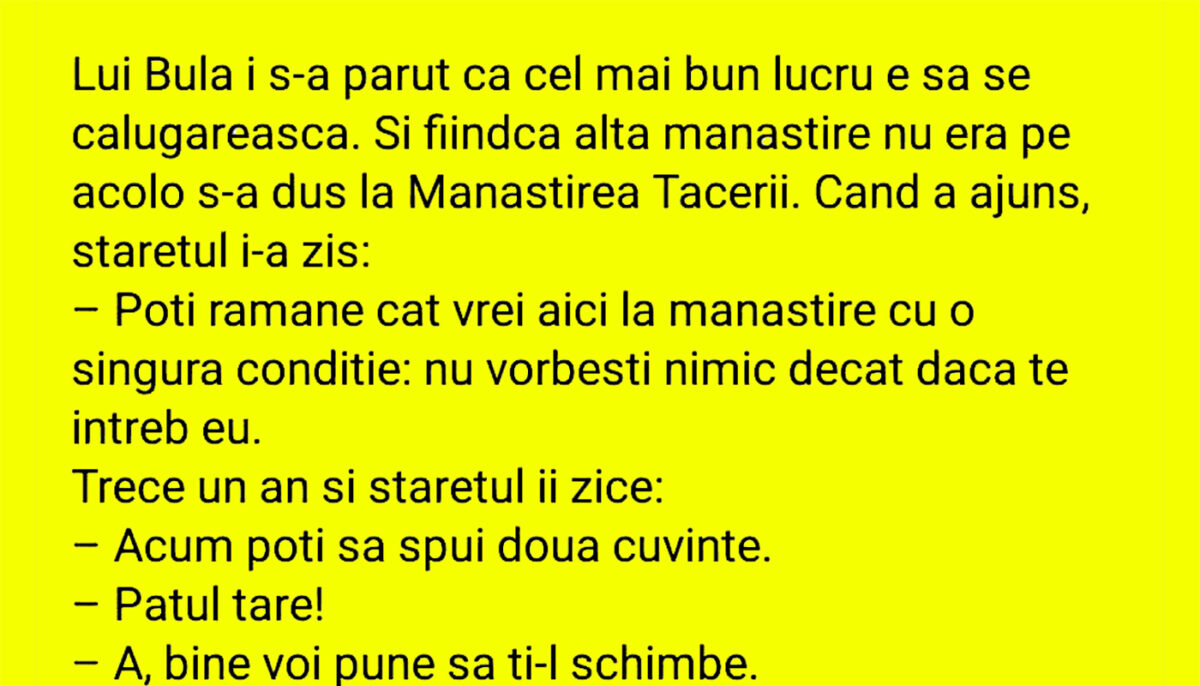 BANC | Bulă se călugărește la Mânăstirea Tăcerii