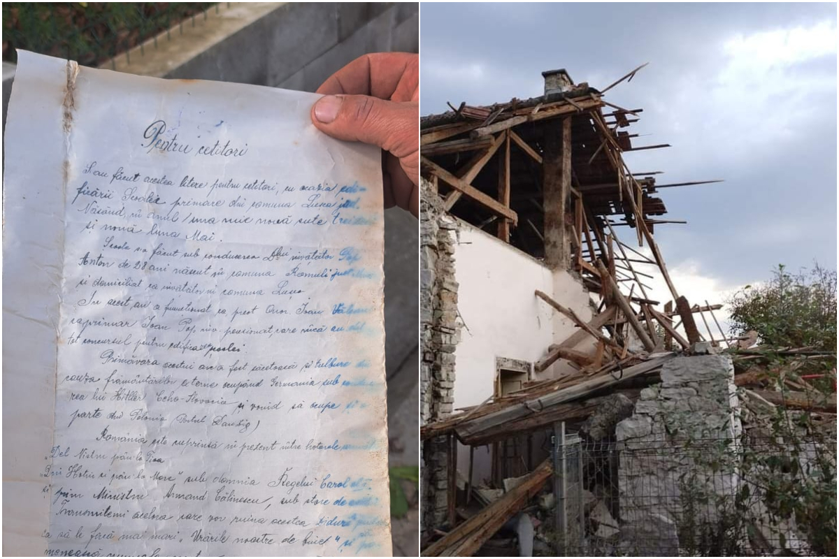 Capsula timpului! Mesajul de la 1939 descoperit printre ruinele unei școli din Bistrița: „Transmitem acelora care vor ruina aceste ziduri”